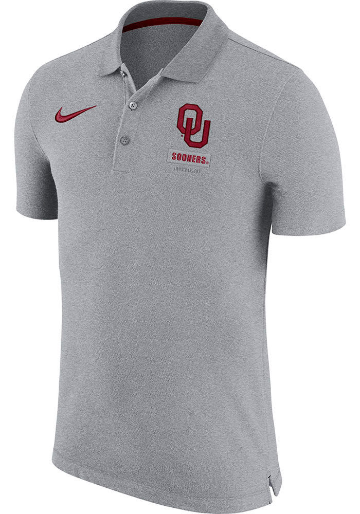 Nike Oklahoma Sooners Mens Grey Striped Short Sleeve Polo