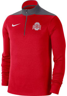Nike Ohio State Buckeyes Mens Red Campus Fan Fave Dri Long Sleeve 1/4 Zip Pullover