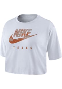 Nike Texas Longhorns Womens White Spring Break Futura Cropped Short Sleeve T-Shirt
