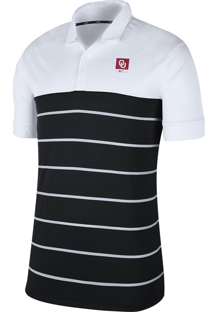 Nike Oklahoma Sooners Mens White Striped Short Sleeve Polo