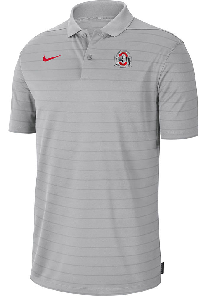 Nike Ohio State Buckeyes Mens Grey Victory Coach Short Sleeve Polo