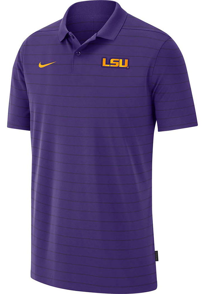 Nike LSU Tigers Mens Purple Victory Coach Short Sleeve Polo