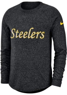 Nike Pittsburgh Steelers Black Historic Raglan Marled Long Sleeve Fashion T Shirt