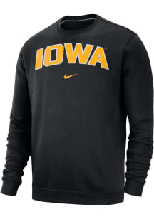 Nike Iowa Hawkeyes Mens Black Arch Club Fleece Long Sleeve Crew Sweatshirt