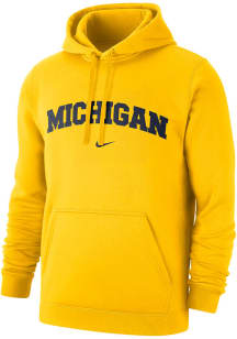 Mens Michigan Wolverines Yellow Nike Arch Club Fleece Hooded Sweatshirt