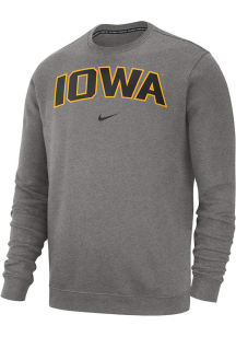 Nike Iowa Hawkeyes Mens Grey Club Fleece Long Sleeve Crew Sweatshirt