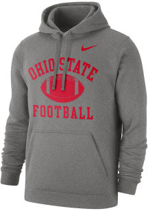 Nike Ohio State Buckeyes Mens Grey Club Football Long Sleeve Hoodie