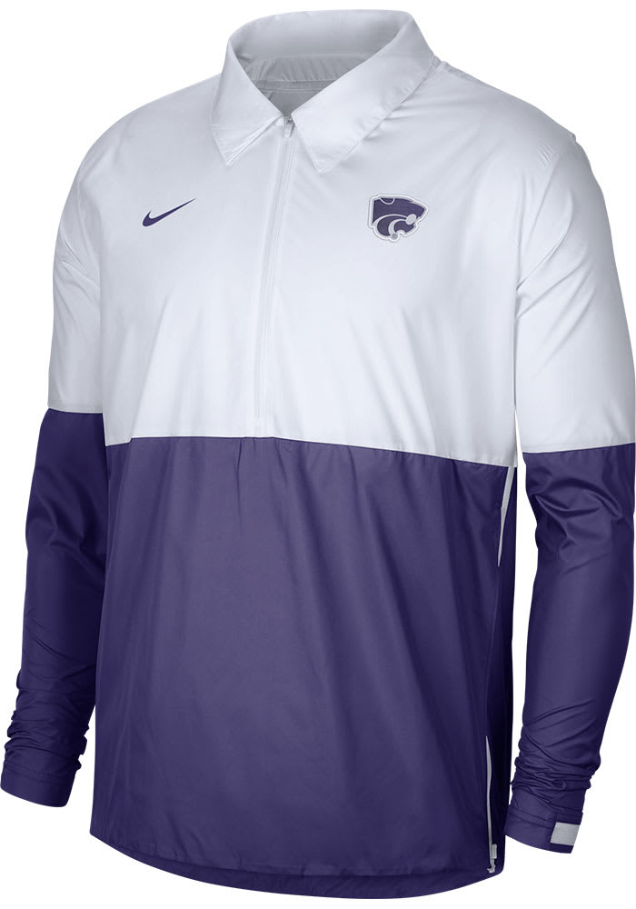 Nike K-State Wildcats Mens White Coach Color Block Pullover Light Weight Jacket