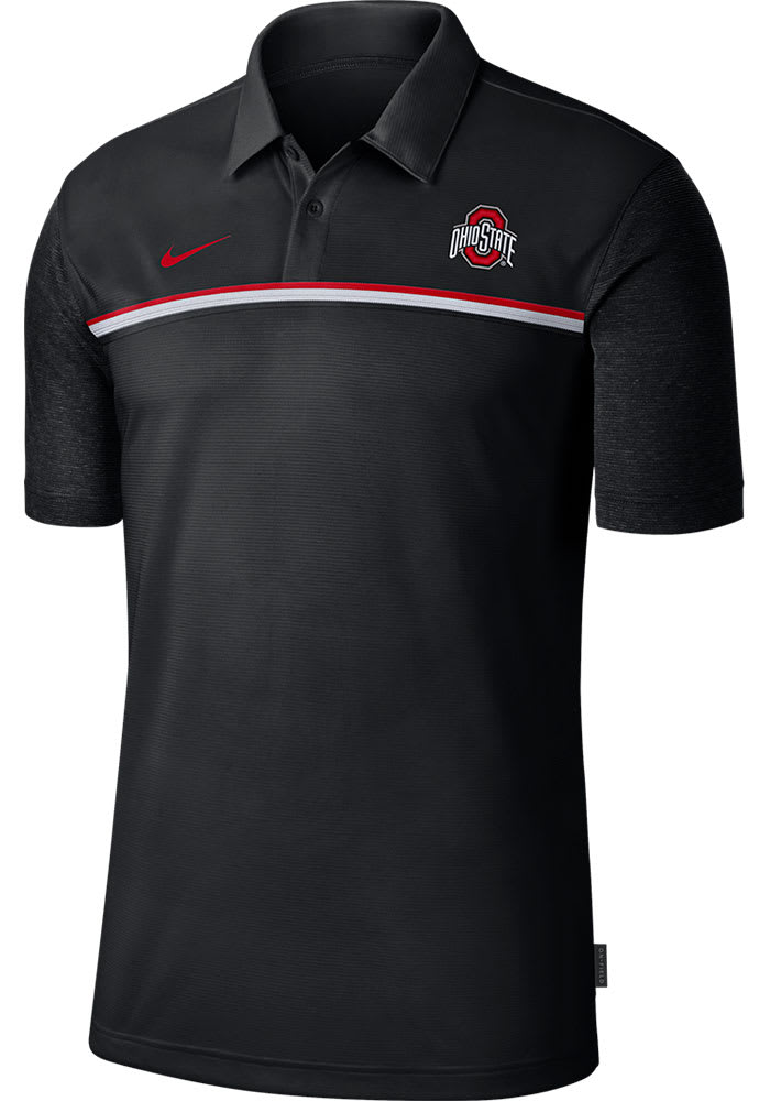Nike Ohio State Buckeyes Mens Black Dry Short Sleeve Polo