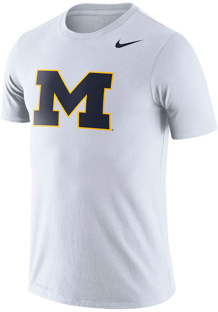 Nike Michigan Wolverines White Legend Logo Short Sleeve T Shirt
