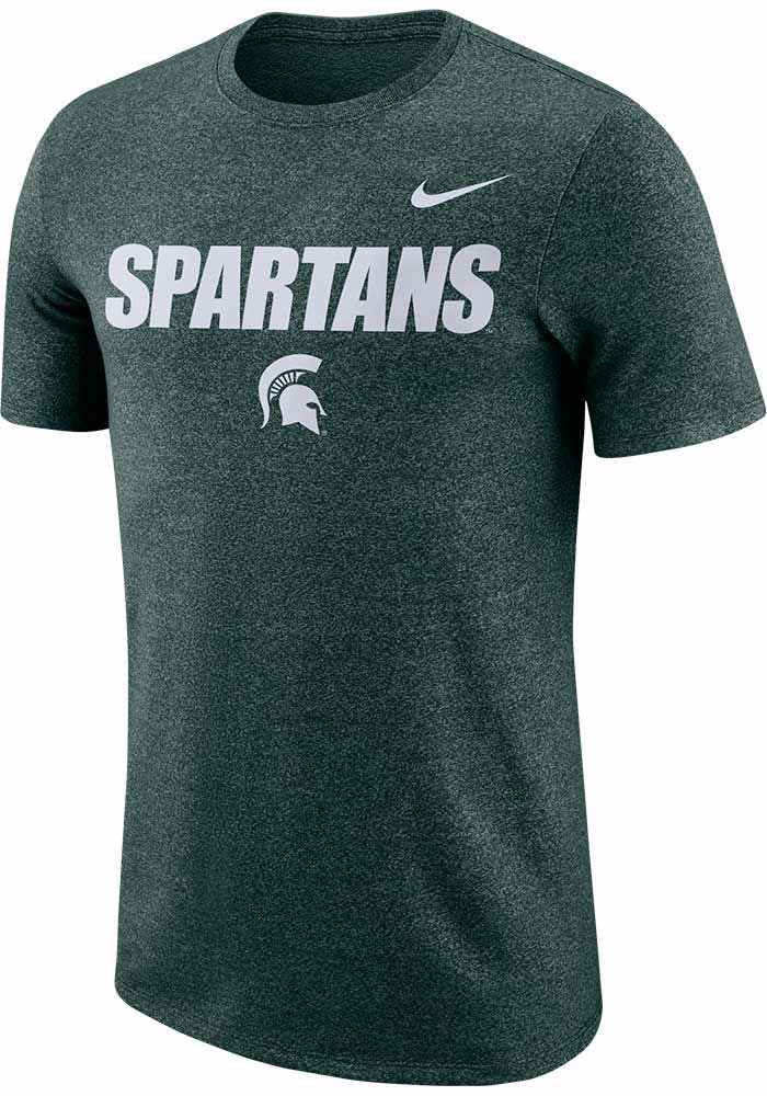 Nike Michigan State Spartans Green Marled Logo Short Sleeve T Shirt