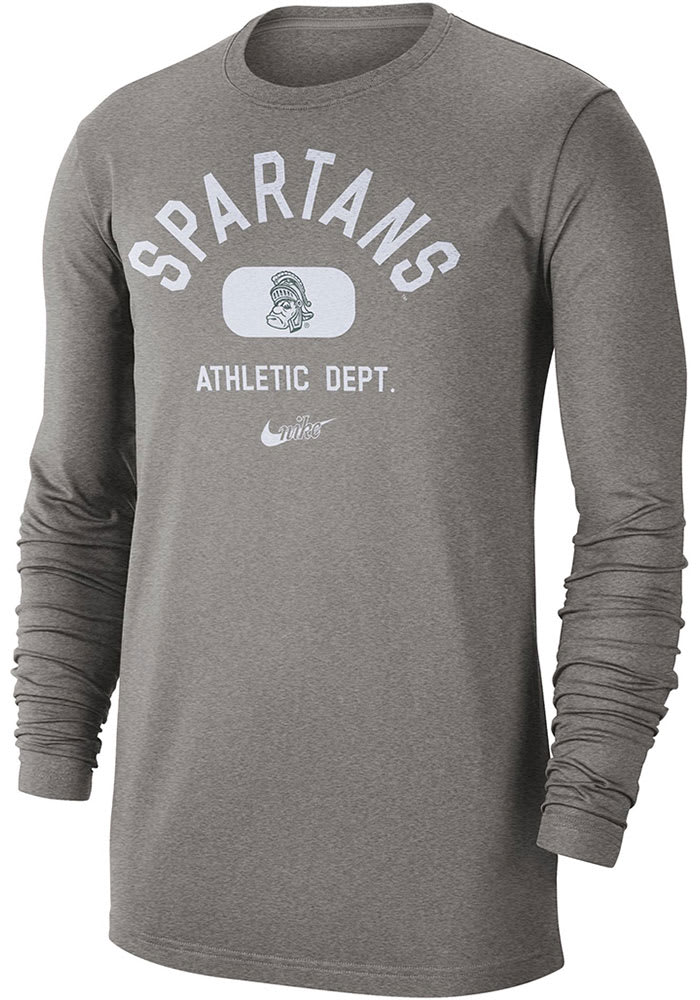 Nike Michigan State Spartans Grey Textured Long Sleeve T Shirt