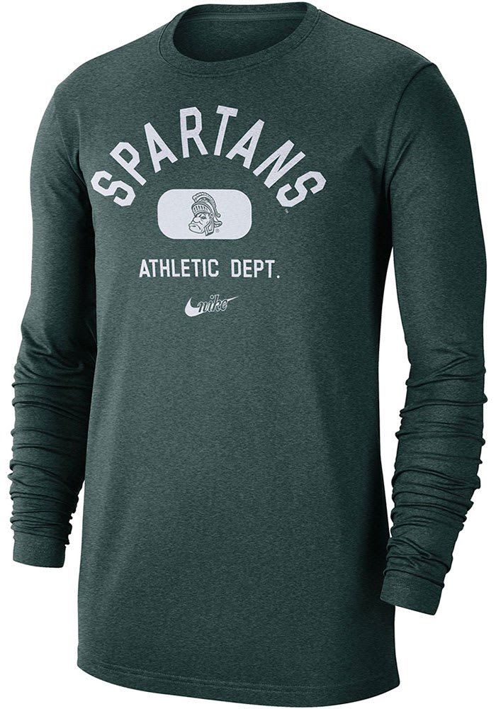 Nike Michigan State Spartans Green Textured Long Sleeve T Shirt