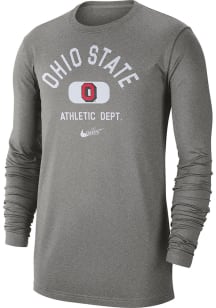 Nike Ohio State Buckeyes Grey Textured Long Sleeve T Shirt