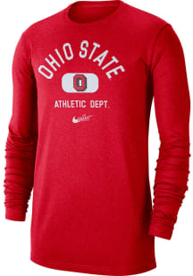 Nike Ohio State Buckeyes Red Textured Long Sleeve T Shirt
