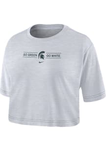 Nike Michigan State Spartans Womens White Slub Crop Short Sleeve T-Shirt