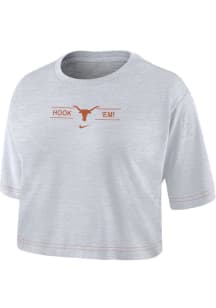 Nike Texas Longhorns Womens White Slub Crop Short Sleeve T-Shirt