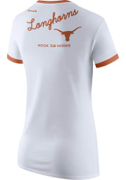 Nike Texas Longhorns Womens White Triblend Ringer Short Sleeve T-Shirt