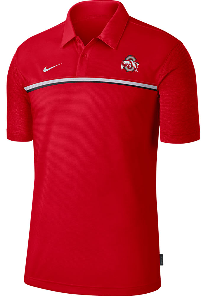 Nike Ohio State Buckeyes Mens Red Team Issue Short Sleeve Polo