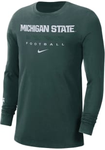 Nike Michigan State Spartans Green Football Word Long Sleeve T Shirt