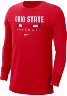 Nike Ohio State Buckeyes Red Football Word Long Sleeve T Shirt