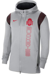 Nike Ohio State Buckeyes Mens Grey Sideline Therma Long Sleeve Zip