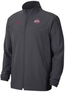 Nike Ohio State Buckeyes Mens Grey Sideline Woven Full Zip Light Weight Jacket