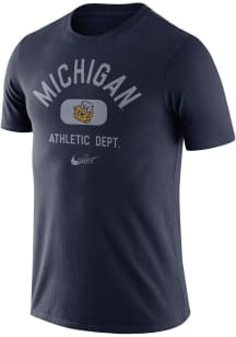 Nike Michigan Wolverines Navy Blue Old School Arch Short Sleeve Fashion T Shirt