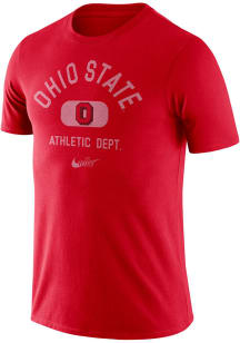 Nike Ohio State Buckeyes Red Old School Arch Short Sleeve Fashion T Shirt