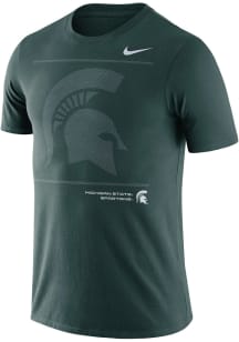 Nike Michigan State Spartans Green Sideline Team Issue Short Sleeve T Shirt