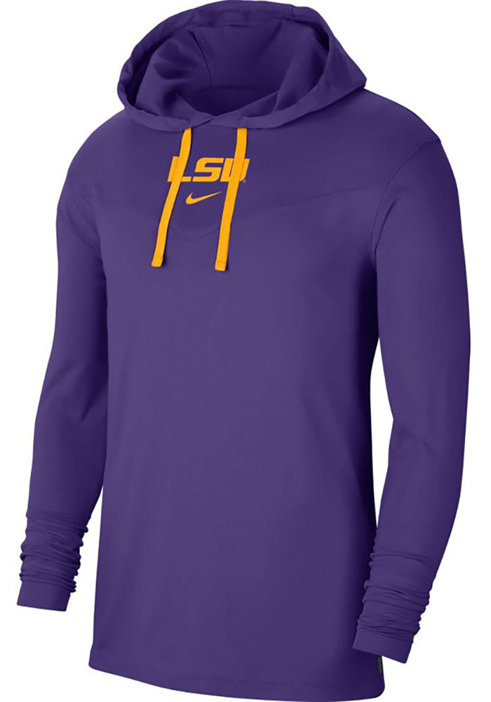 Nike LSU Tigers Mens Purple Sideline Top Long Sleeve Hoodie