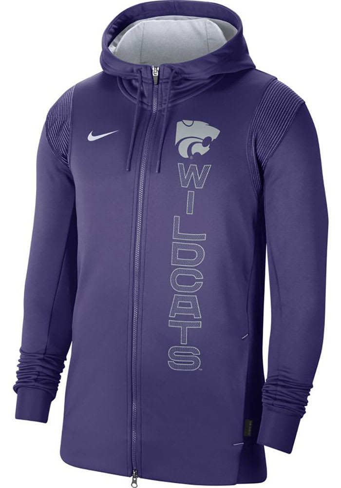 Nike K-State Wildcats Mens Purple Sideline Therma Long Sleeve Zip