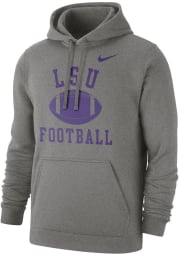Nike LSU Tigers Mens Grey Football Club Fleece Long Sleeve Hoodie