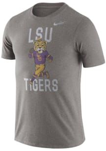Nike LSU Tigers Grey Old School Mascot Short Sleeve Fashion T Shirt