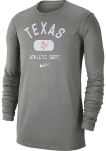 Nike Texas Longhorns Grey Textured Long Sleeve T Shirt