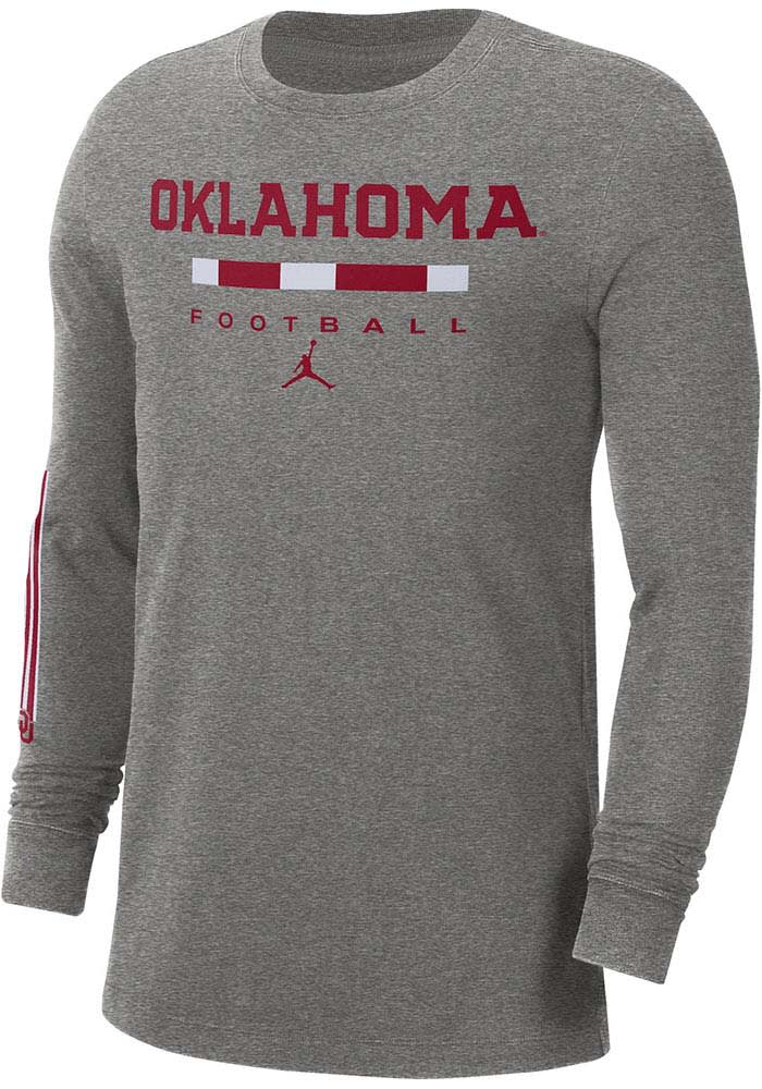 Nike Oklahoma Sooners Grey Jordan Word Football Long Sleeve T Shirt