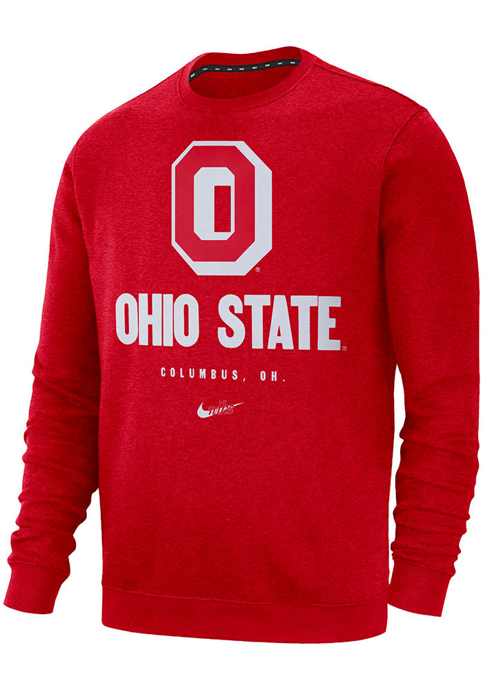Nike Ohio State Buckeyes Mens Red Club Vault Long Sleeve Crew Sweatshirt
