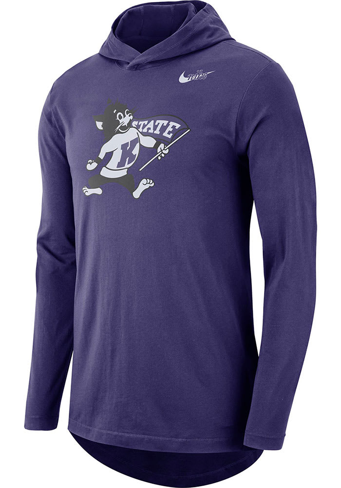 Nike K-State Wildcats Mens Purple Retro Tee Long Sleeve Hoodie