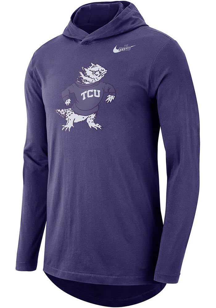 Nike TCU Horned Frogs Mens Purple Retro Tee Long Sleeve Hoodie