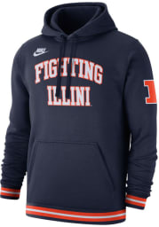 Nike Illinois Fighting Illini Mens Navy Blue Retro Fleece Fashion Hood