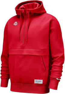 Nike Ohio State Buckeyes Mens Red Club Half Zip Long Sleeve Hoodie