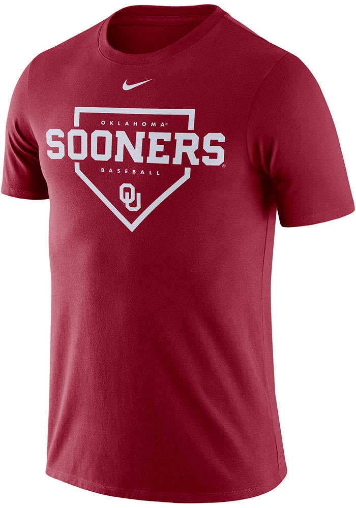 Nike Oklahoma Sooners Crimson Baseball Plate Short Sleeve T Shirt