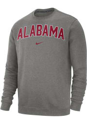 Nike Alabama Crimson Tide Mens Grey Club Fleece Arch Long Sleeve Crew Sweatshirt
