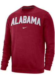 Nike Alabama Crimson Tide Mens Crimson Club Fleece Arch Long Sleeve Crew Sweatshirt