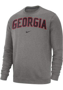 Nike Georgia Bulldogs Mens Grey Club Fleece Arch Long Sleeve Crew Sweatshirt