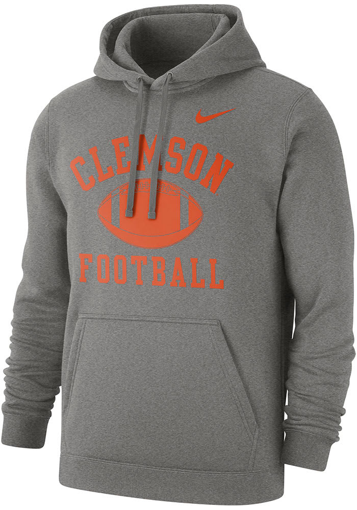 Nike Clemson Tigers Mens Grey Club Fleece Football Long Sleeve Hoodie
