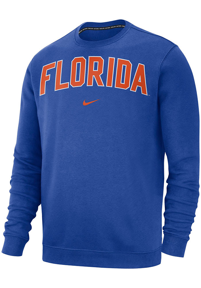 Nike Florida Gators Mens Blue Club Fleece Arch Long Sleeve Crew Sweatshirt