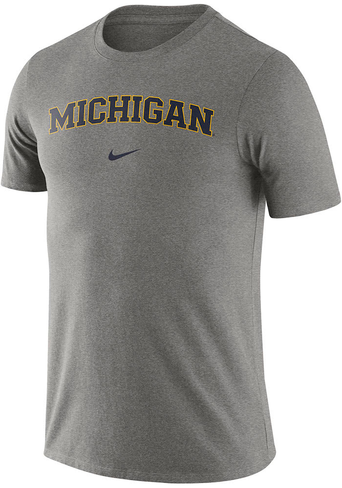 Nike Michigan Wolverines Grey Essential Wordmark Short Sleeve T Shirt