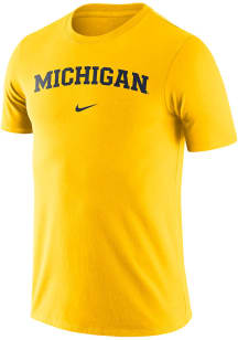 Michigan Wolverines Yellow Nike Essential Wordmark Short Sleeve T Shirt