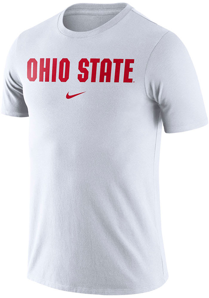 Nike Ohio State Buckeyes White Essential Wordmark Short Sleeve T Shirt